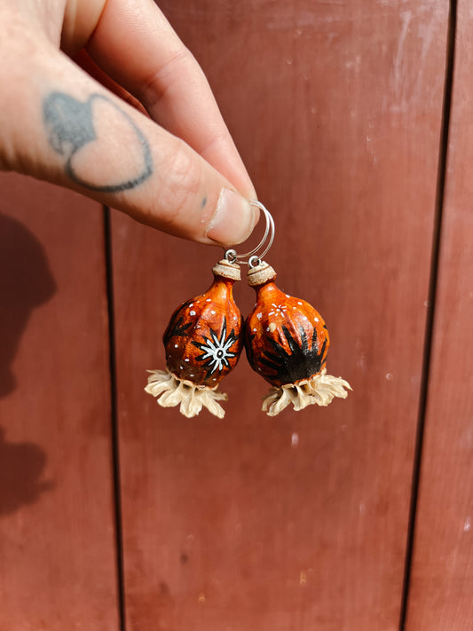 ‘Desert Sky’ Poppy head earrings