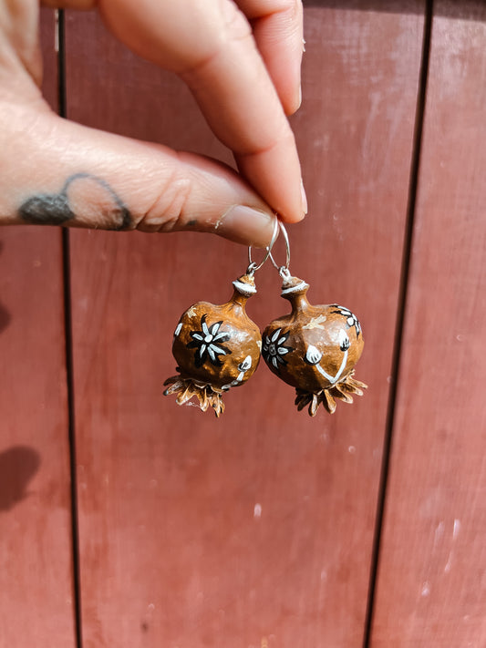 ‘Desert Sky’ Poppy head earrings