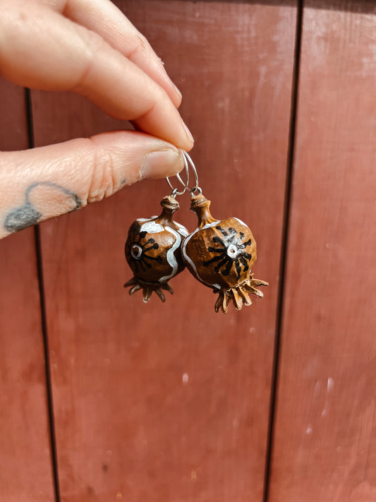 ‘Desert Sky’ Poppy head earrings